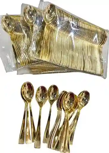 Cucharita Dorada Miniatura 10 Cms X 50 Unds, Minicuchara Dorada X 50 Unds