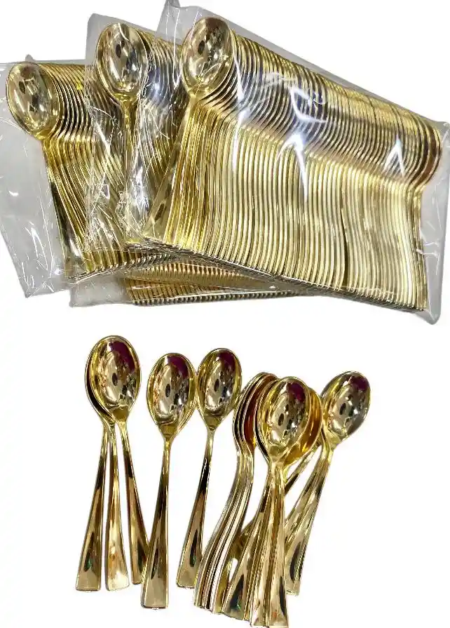 Cucharita Dorada Miniatura 10 Cms X 50 Unds, Minicuchara Dorada X 50 Unds