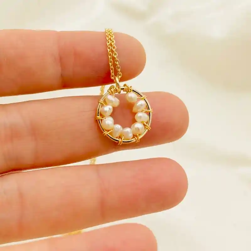 Collar Botón De Perlas