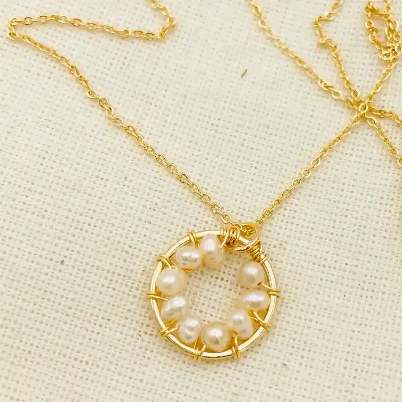 Collar Botón De Perlas