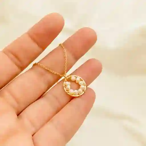 Collar Botón De Perlas