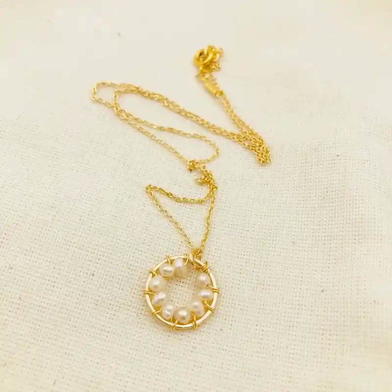 Collar Botón De Perlas