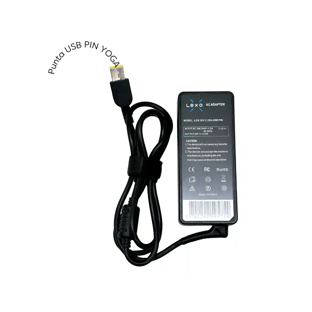 Cargador Lenovo 20v - 2.25a - Punta Usb Pin