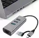 Hub Usb 3.0 Y Tipo C Adaptador Rj45 Ethernet Lan Gigabit