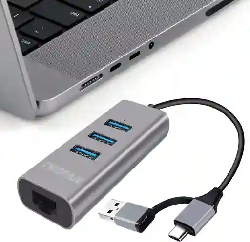 Hub Usb 3.0 Y Tipo C Adaptador Rj45 Ethernet Lan Gigabit