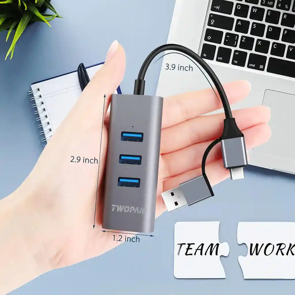 Hub Usb 3.0 Y Tipo C Adaptador Rj45 Ethernet Lan Gigabit