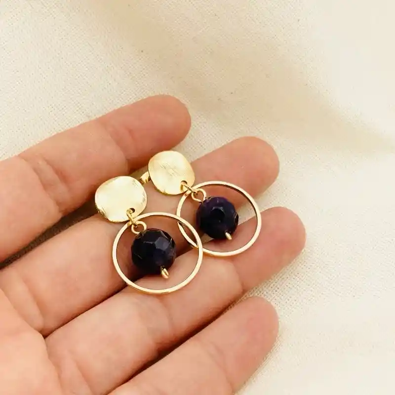 Aretes Dorados Con Amatista