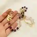 Collar Amatista Y Hojas Doradas