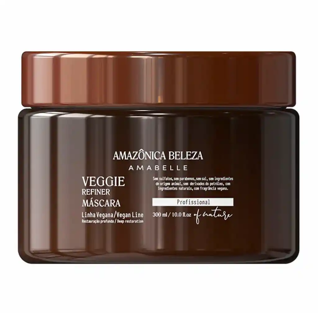Amazonica Mascarilla Vegana Veggie Refiner, Hidratación Profunda, Reparación Capilar, Libre De Sulfatos Y Parabenos, 300 Ml