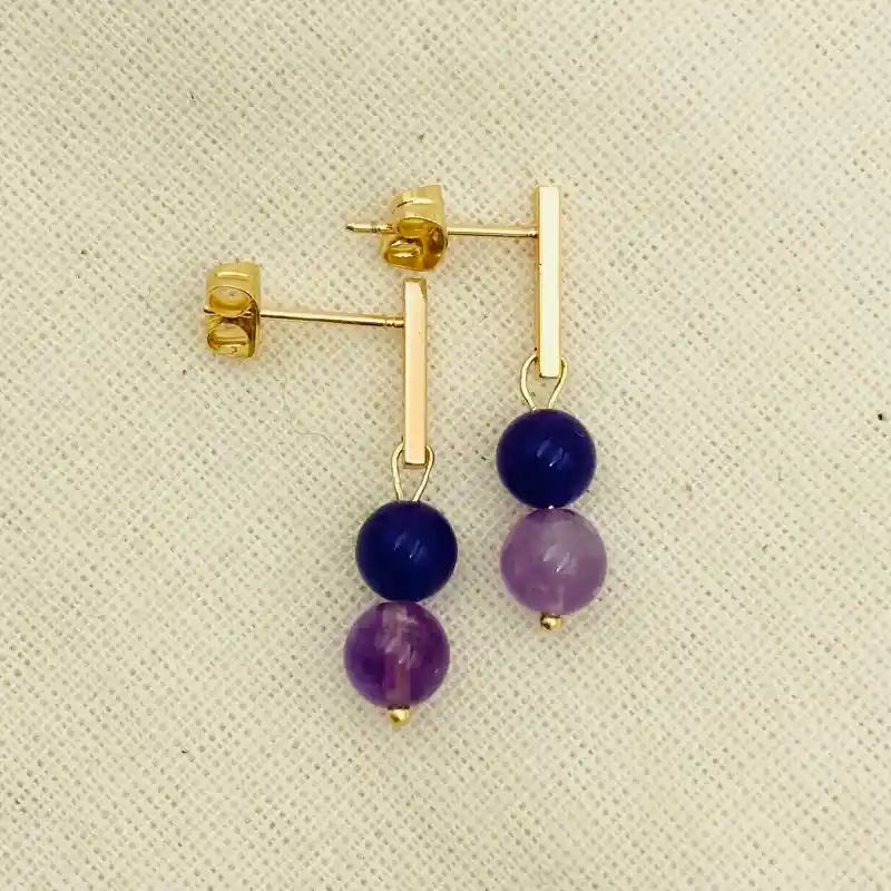Aretes Amatista Dos Tonos