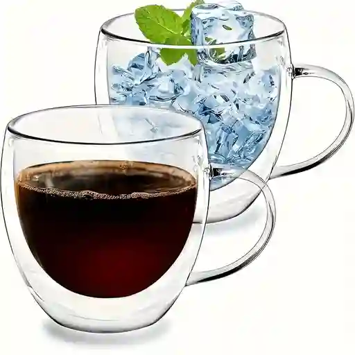 Pocillo Taza Café 100 Ml Doble Pared Vidrio Borosilicato X2 Unidades
