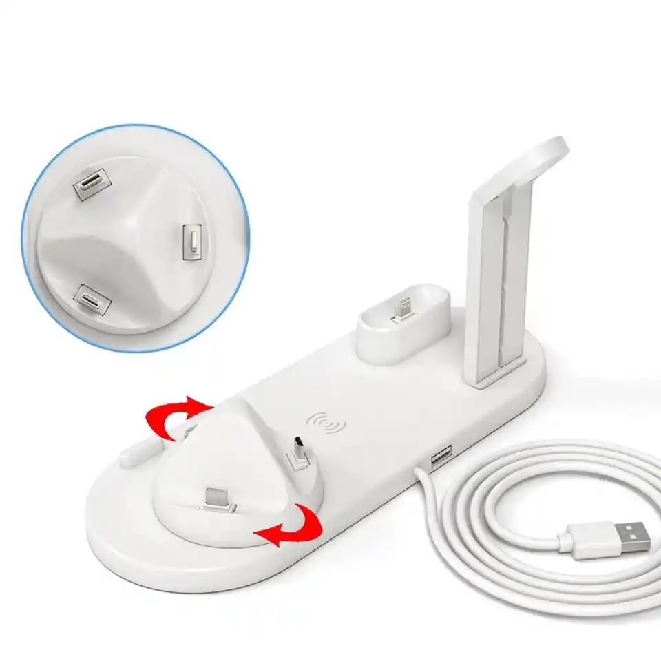 Base De Carga Inalámbrica Multi 6 En 1 Para Iphone Y Android