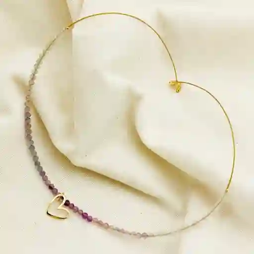 Collar Piedras Fluorita Con Corazón