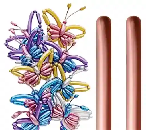 Bombas Tubito Mil Figuras Cromadas Oro Rosa X 10