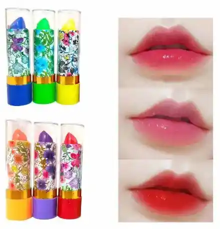 Labial Mágico Hidratante Barra Estampado De Flores