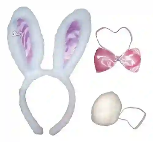 Set De Diadema Y Corbatín Conejo Con Lazo con cola