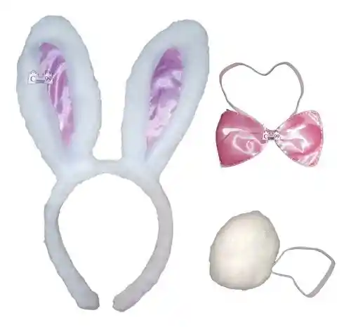 Set De Diadema Y Corbatín Conejo Con Lazo con cola