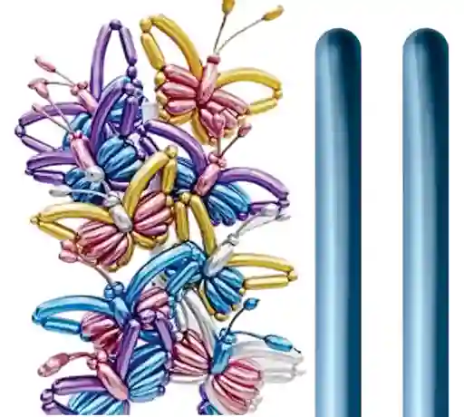 Bombas Tubito Mil Figuras Cromadas Azul X 10