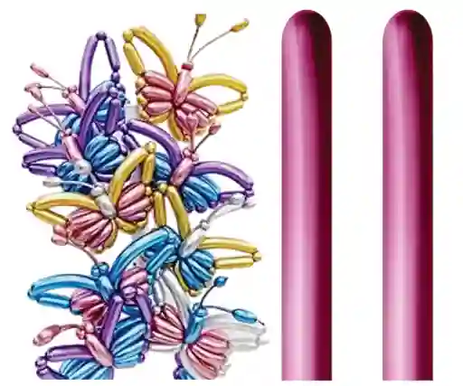 Bombas Tubito Mil Figuras Cromadas Fucsia X 10