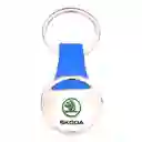 Llavero Azul Skoda, Metálico De Lujo