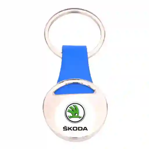 Llavero Azul Skoda, Metálico De Lujo
