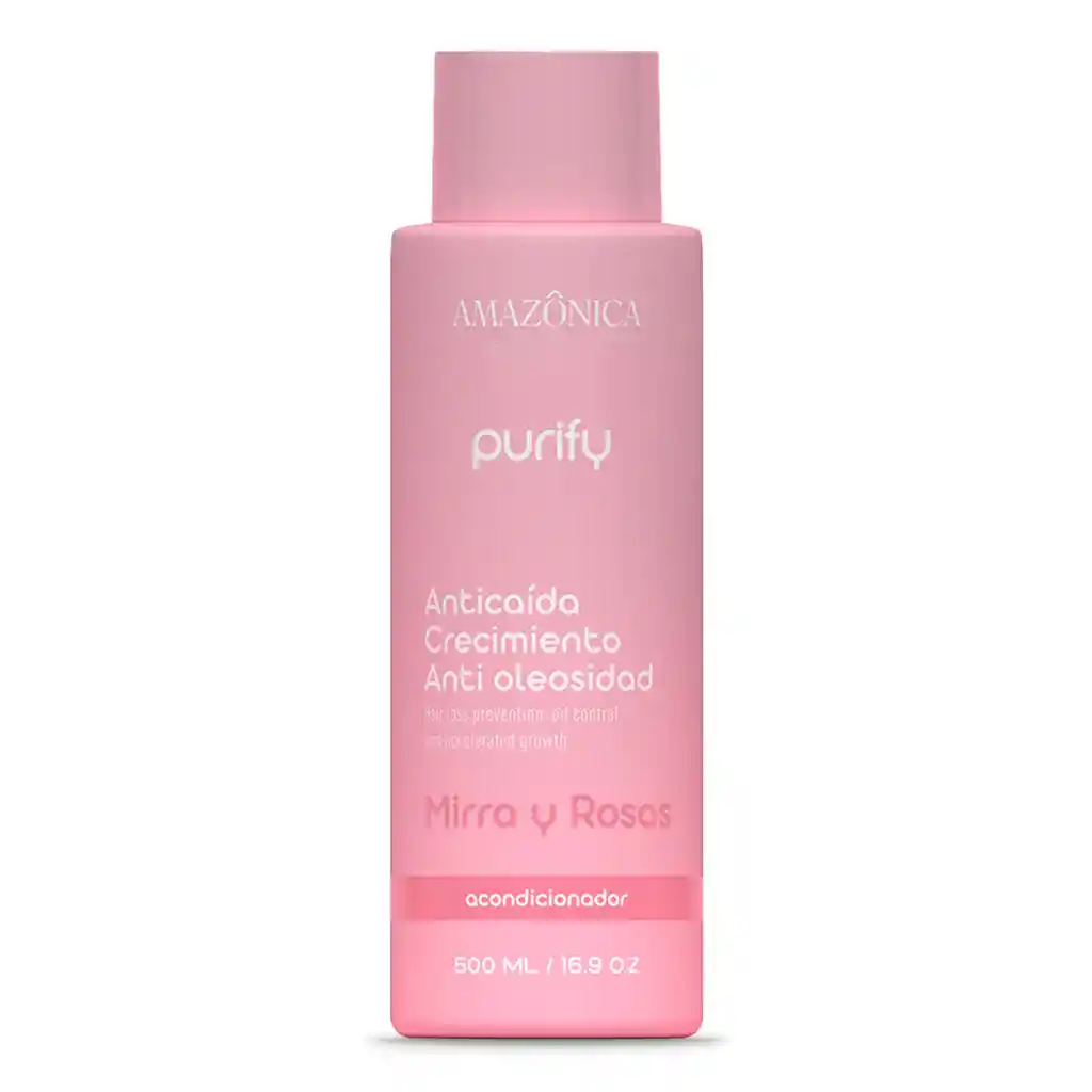 Amazonica Purify Acondicionador Anticaída, Crecimiento, Control Cabello Graso Con Mirra Y Rosas 500 Ml