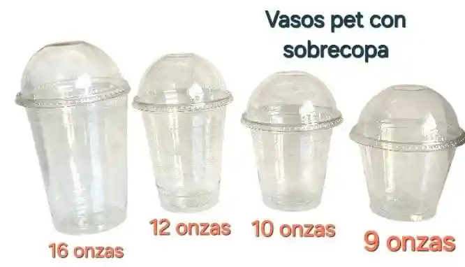 Vasos 10 Onzas Pet X 12 Unds Con Tapa Domo, Vasos 10 Onzas Con Sobrecopa Sin Perforación