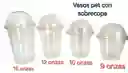 Vasos 9 Onzas Pet X12 Unds Con Tapa Domo, Vasos 9 Onzas Con Sobrecopa Sin Perforación