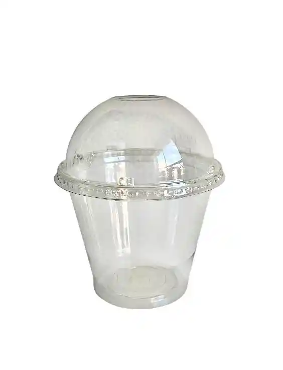Vasos 9 Onzas Pet X12 Unds Con Tapa Domo, Vasos 9 Onzas Con Sobrecopa Sin Perforación
