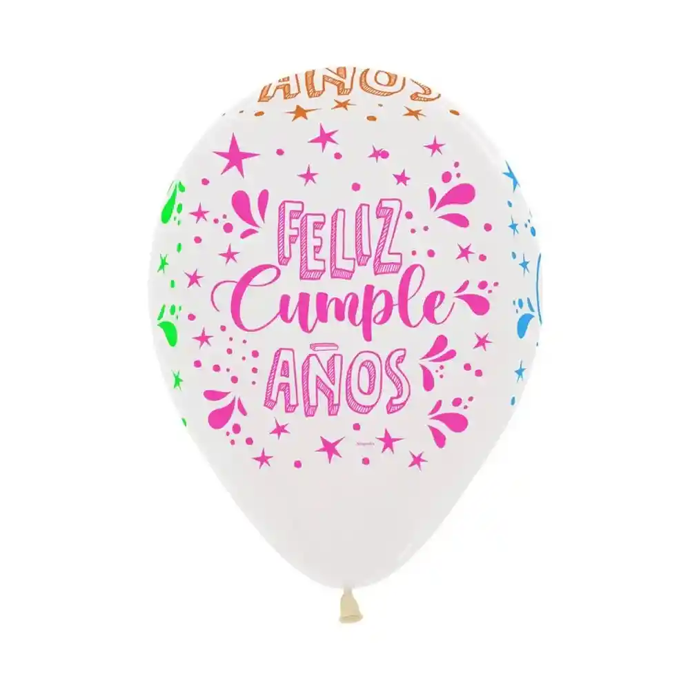 Globos Bombas Latex Redondo Fiesta R-12 X 50 Unidades Feliz Cumpleaños Splash Neón Transparente Sempertex