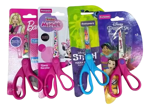 Tijera Punta Roma Escolar Estampada Niña