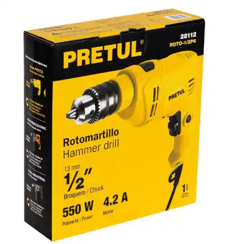 Taladro Percutor 1/2" 550w Pretul + Pulidora Angular 4.1/2" 700w Pretul