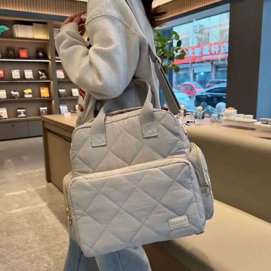 Bolso Pañalera Duohui Azul De Múltiples Compartimientos, Con Correa Para Uso Lateral, De Buena Capacidad De Almacenamiento, Morral En Tela Resistente E Impermeable Para Pañales