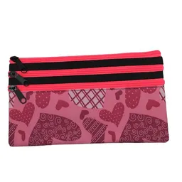 Cartuchera Económica Estampada De 3 Cierres - Corazones