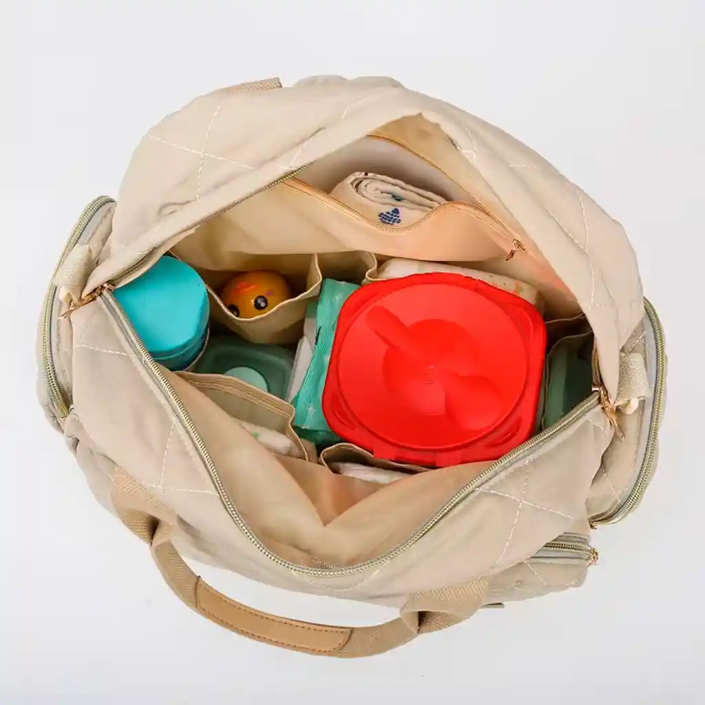 Bolso Pañalera Duohui Gris De Múltiples Compartimientos, Con Correa Para Uso Lateral, De Buena Capacidad De Almacenamiento, Morral En Tela Resistente E Impermeable Para Pañales