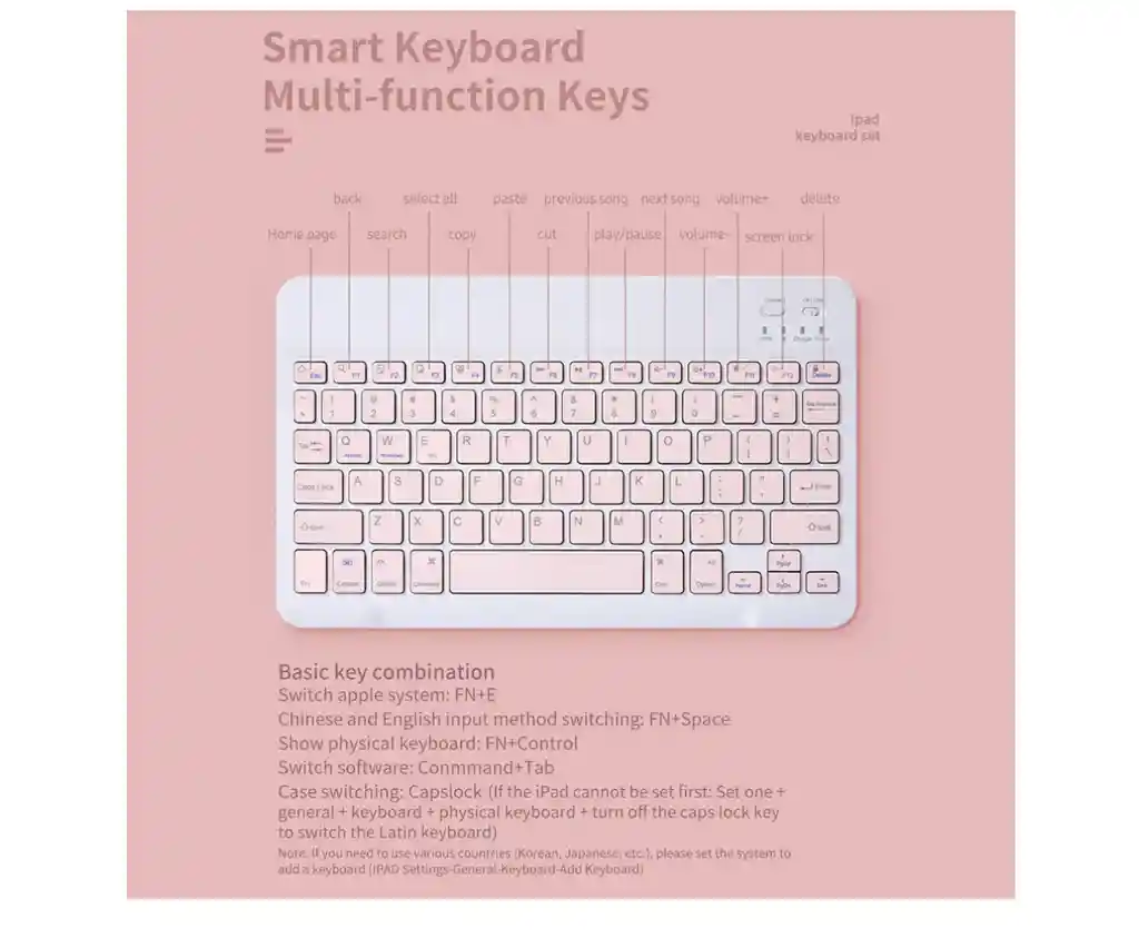 Combo Teclado Y Mouse Bt-030 Rosado