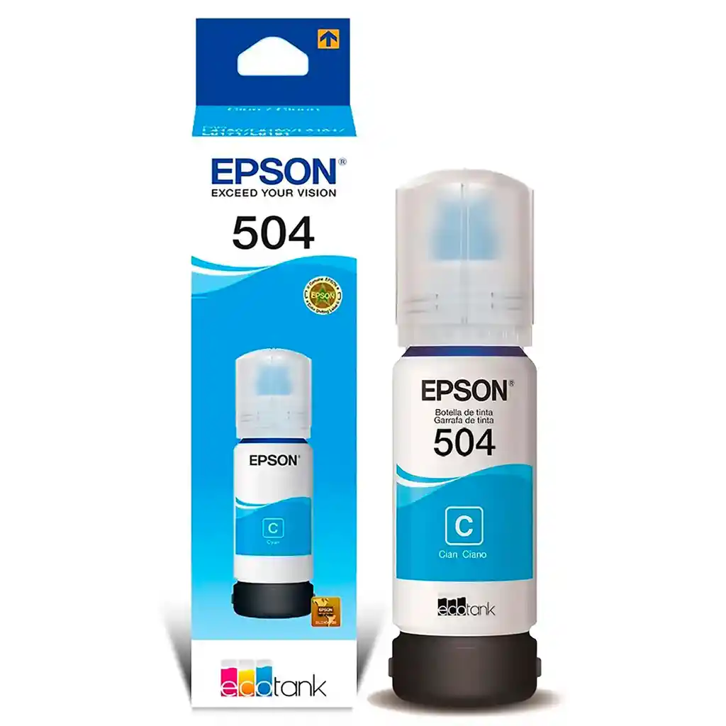 Tinta Epson T504 Cian Original Para Impresoras L4150 L4160 L4260 L6161 L6171 L6191 L6270 L14150 X1 Unidad