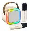 Parlante Bluetooth Con 2 Micrófonos Karaoke K12 Beige