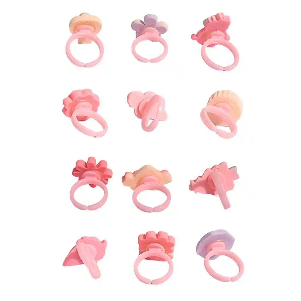 Set De Anillos Ajustables Juguete Niñas Figuras + Estuche