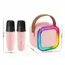 Parlante Bluetooth Con 2 Micrófonos Karaoke K12 Rosa