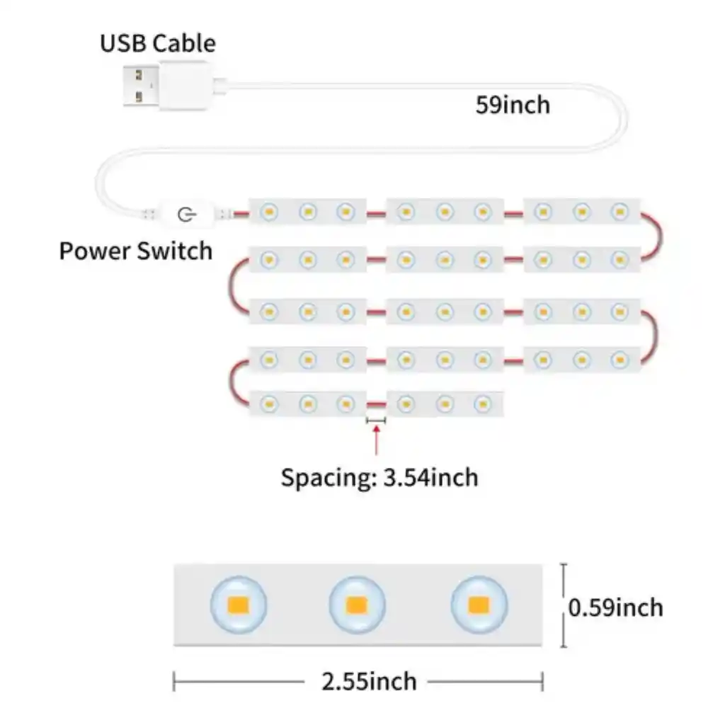	 Lámpara Cadena Cable Espejo Espejo Luces Tira Led Baño