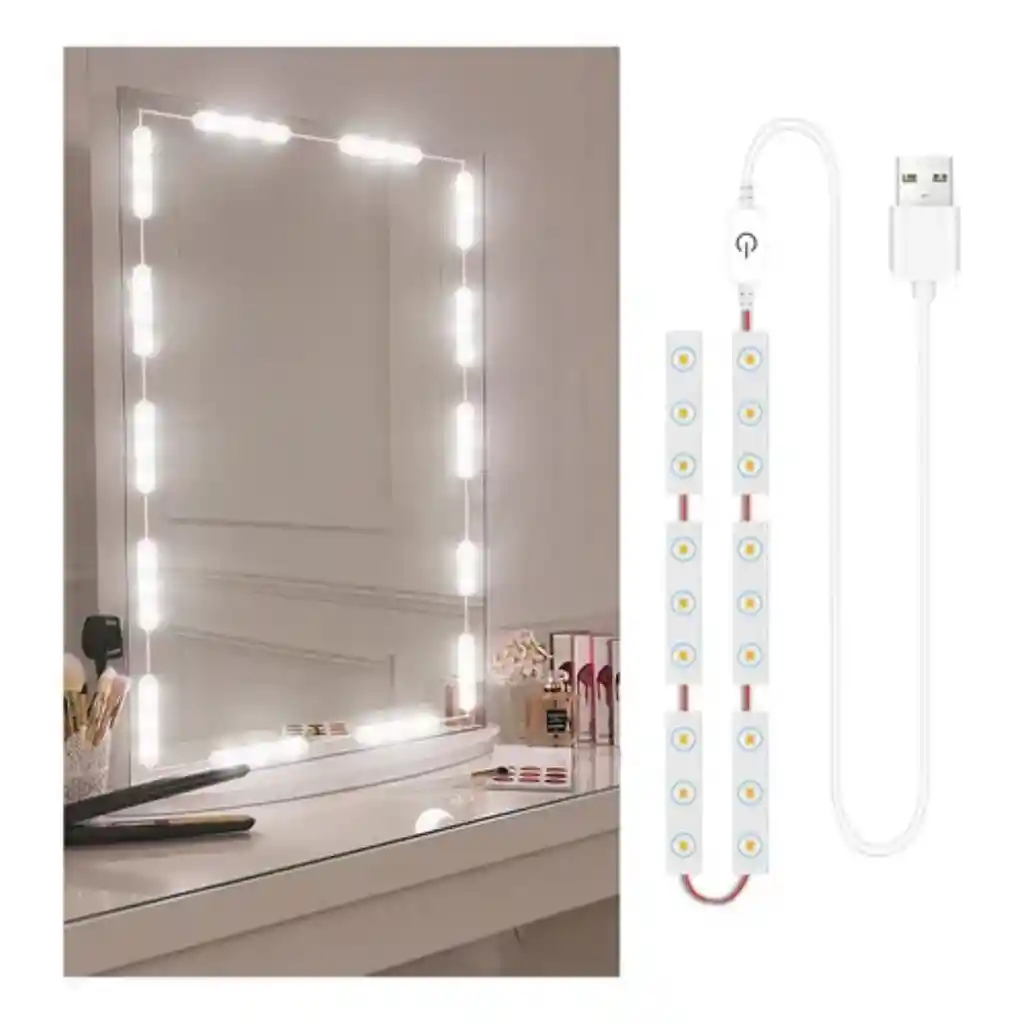 	 Lámpara Cadena Cable Espejo Espejo Luces Tira Led Baño