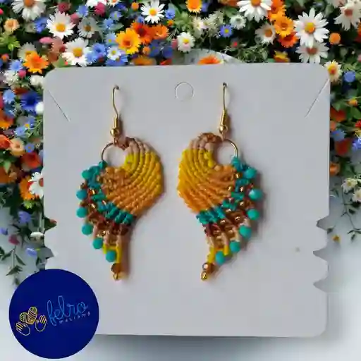 Aretes Alitas, Pavo Reales, Alas De Ángel En Micro Macramé, Mini Dulce Menta