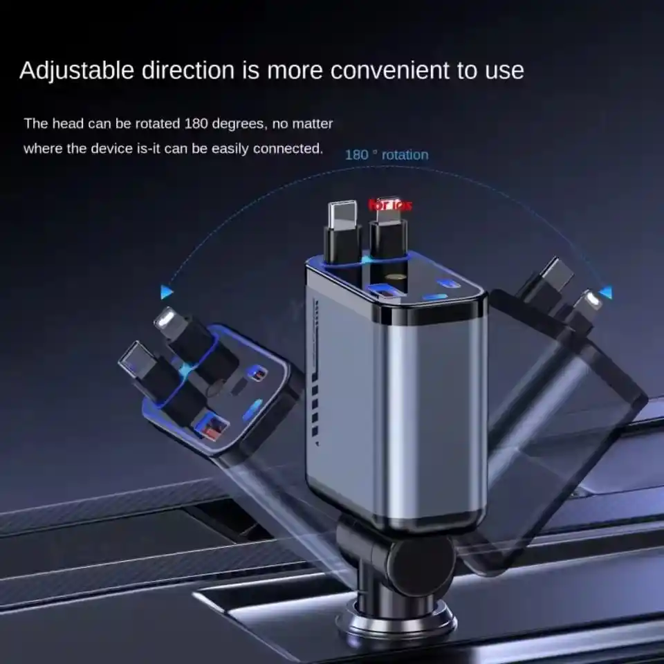 Cargador Retractil De Carro 4 En 1 Con Proyector