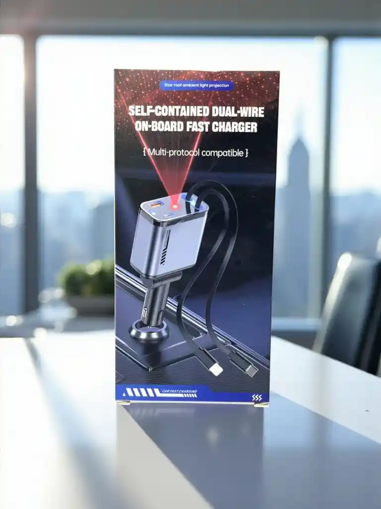 Cargador Retractil De Carro 4 En 1 Con Proyector