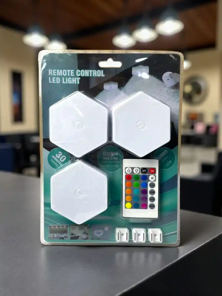 Set De 3 Luces Hexagonal Multicolor Con Control Remoto