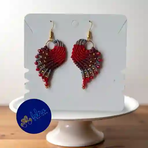 Aretes Alitas, Pavo Reales, Alas De Ángel En Micro Macramé, Rojizos