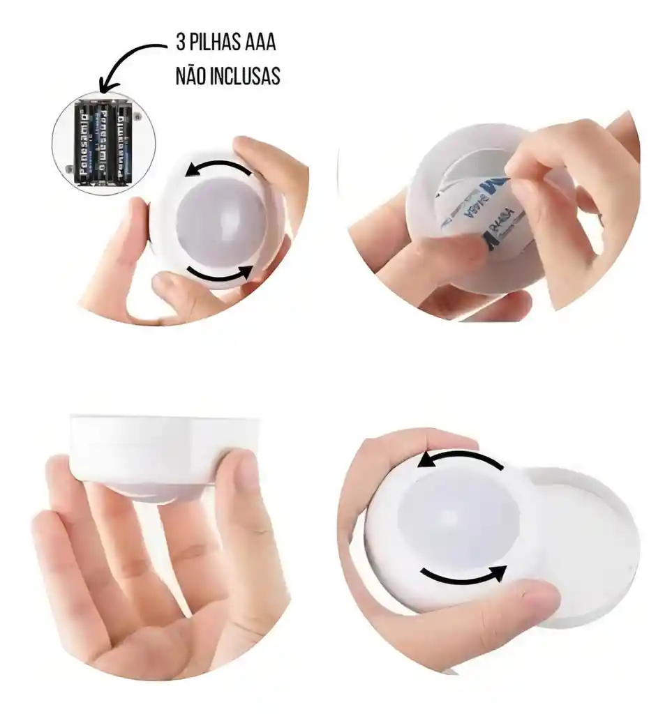 Kit De 3 Bombillas Led Redondas Adhesivas Tipo A