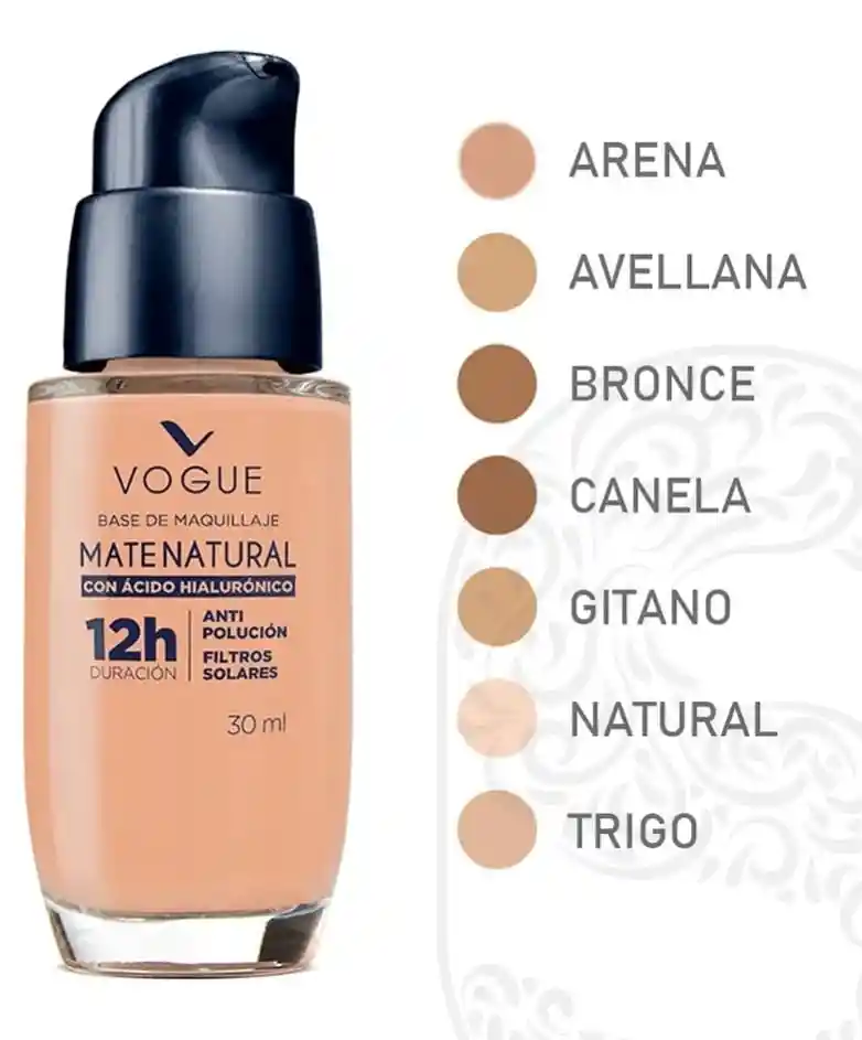 Vogue Base Liquida Mate Natural Tono Gitano