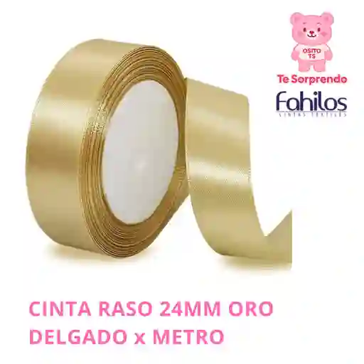 Cinta Raso 24mm Oro Delgado X Metro